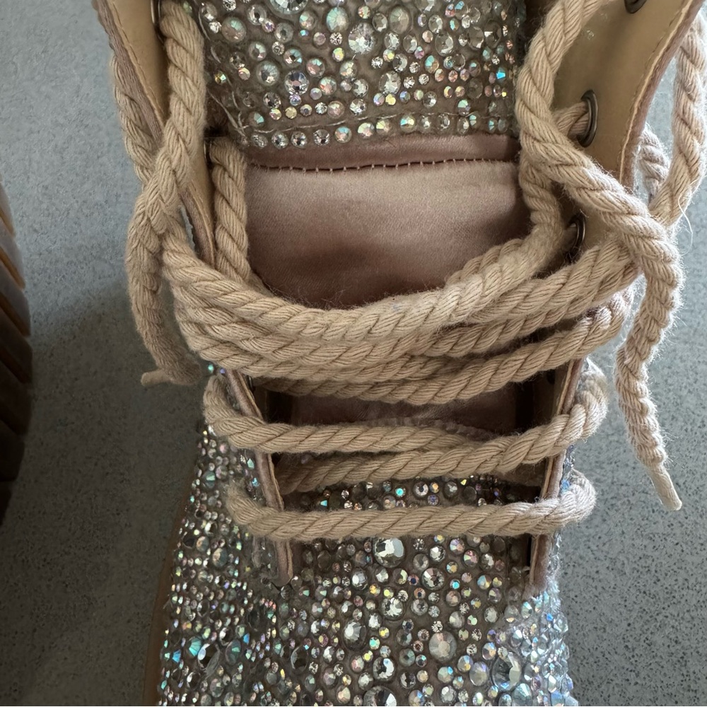 Betsey Johnson Rhinestone Combat Boots - Picture 7 of 10